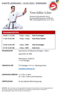 Karate Lehrgang mit Timo Gißler in Ehningen 14.03.2026